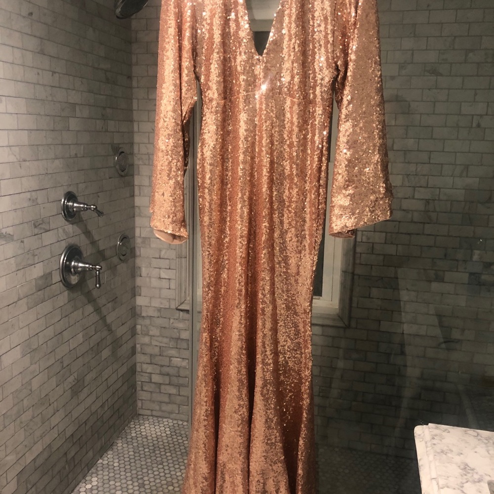 ASOS Club L sequin kimono sleeve fishtail dress